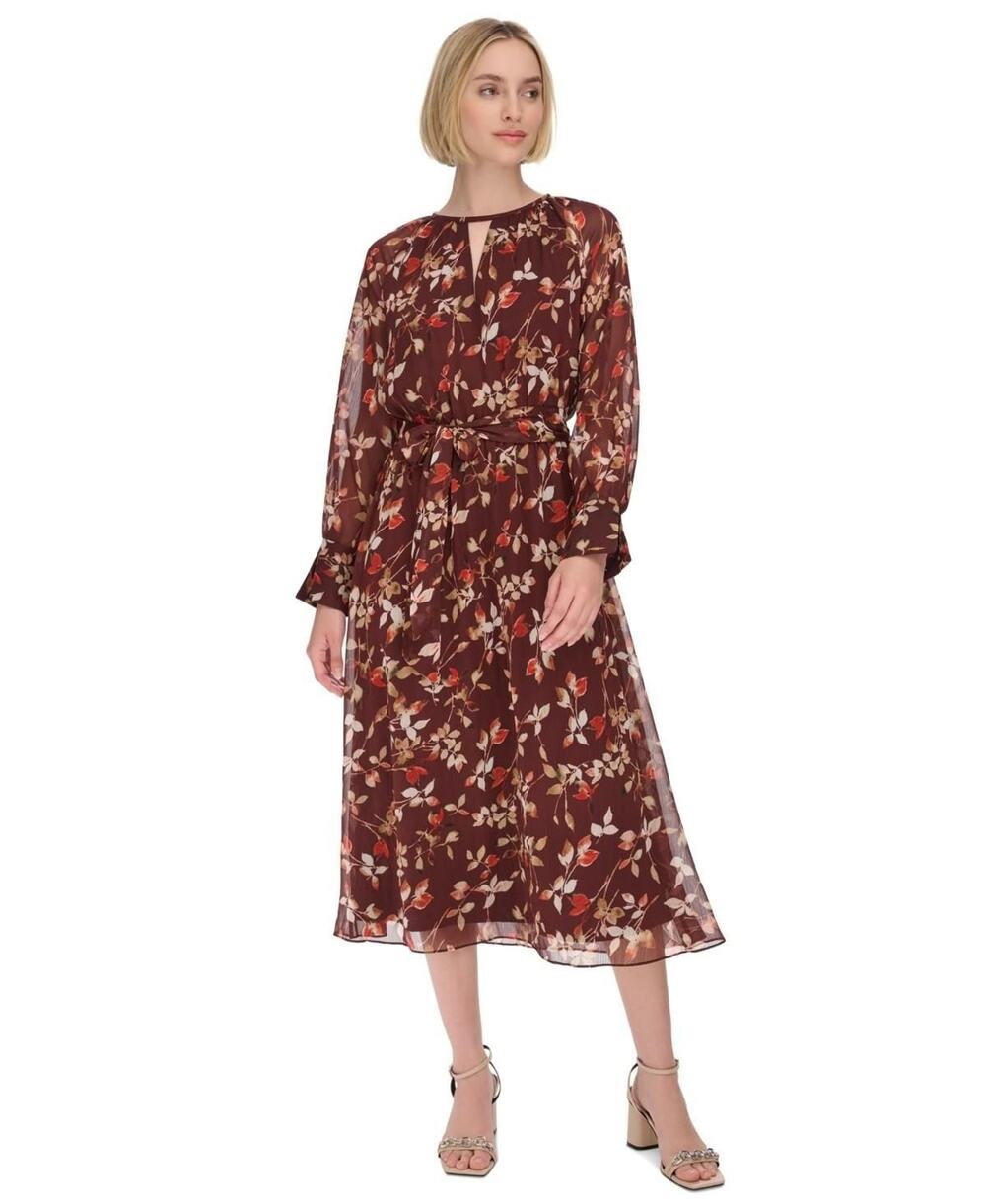 Calvin Klein Women's Printed Round-Neck MIDI Dress